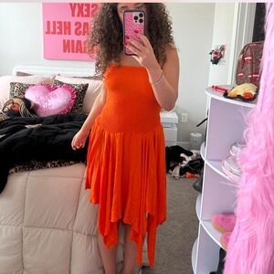 NWT Vibrant Orange Strapless Dress